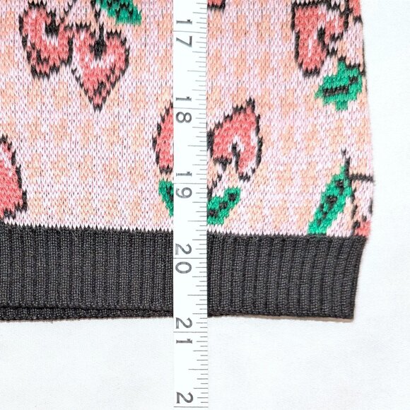 Unique Vintage | Pink Cherry Hearts Cardigan | Size Medium - Picture 12 of 12